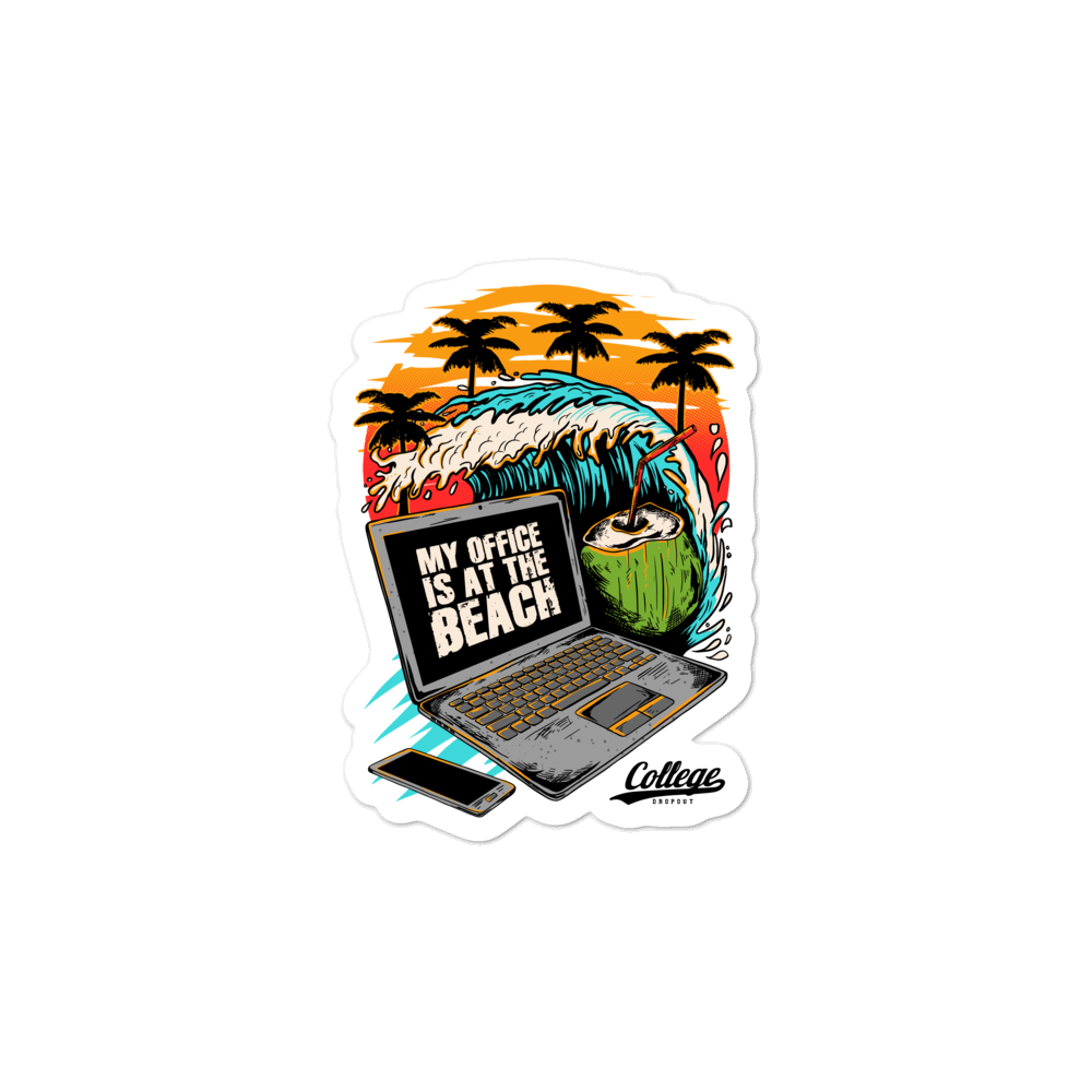 My Office Is At The Beach Sticker