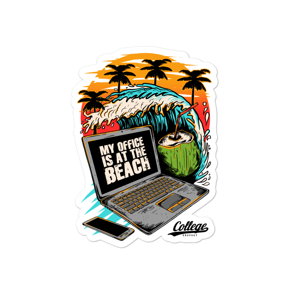 My Office Is At The Beach Sticker